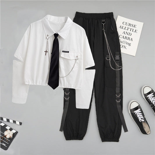 Personalized Women's Shirt Overalls Two-piece Set